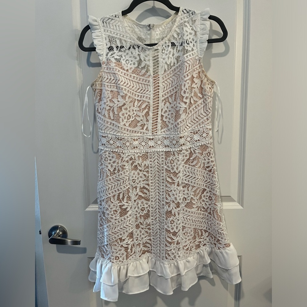 White Lace  and Nude Dress